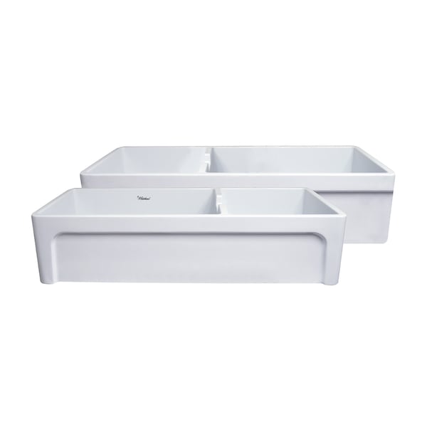 Whitehaus Farmhaus Fireclay Large Reversible Sink And Small Bowl, White WHQDB5542-WHITE - main